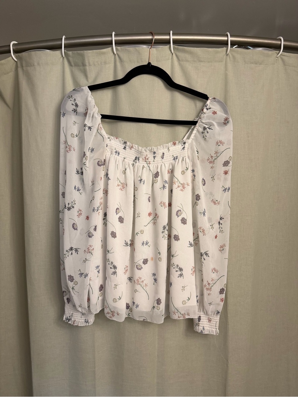 Wilfred White Floral Smocked Off-Shoulder Blouse